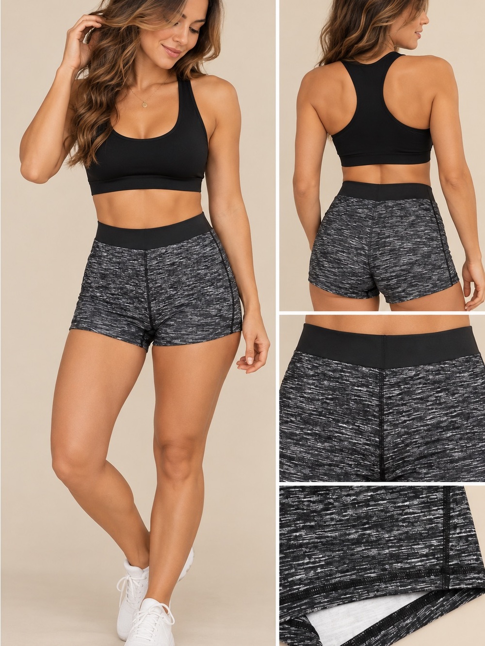 Victoria's Secret Black Heathered Athletic High-Waist Shorts